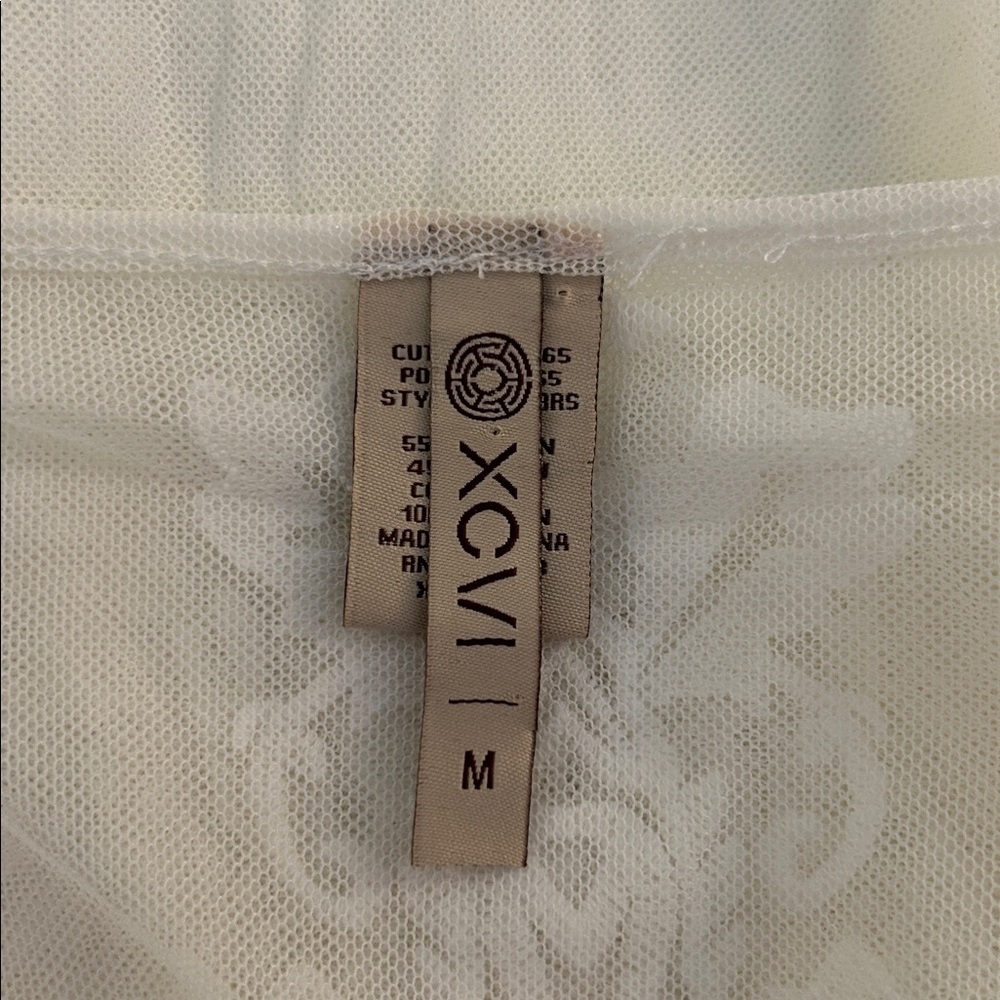 XCVI Cream Boho Floral Sheer Festival Romantic Lace Flowy Top Size Medium - Picture 7 of 8